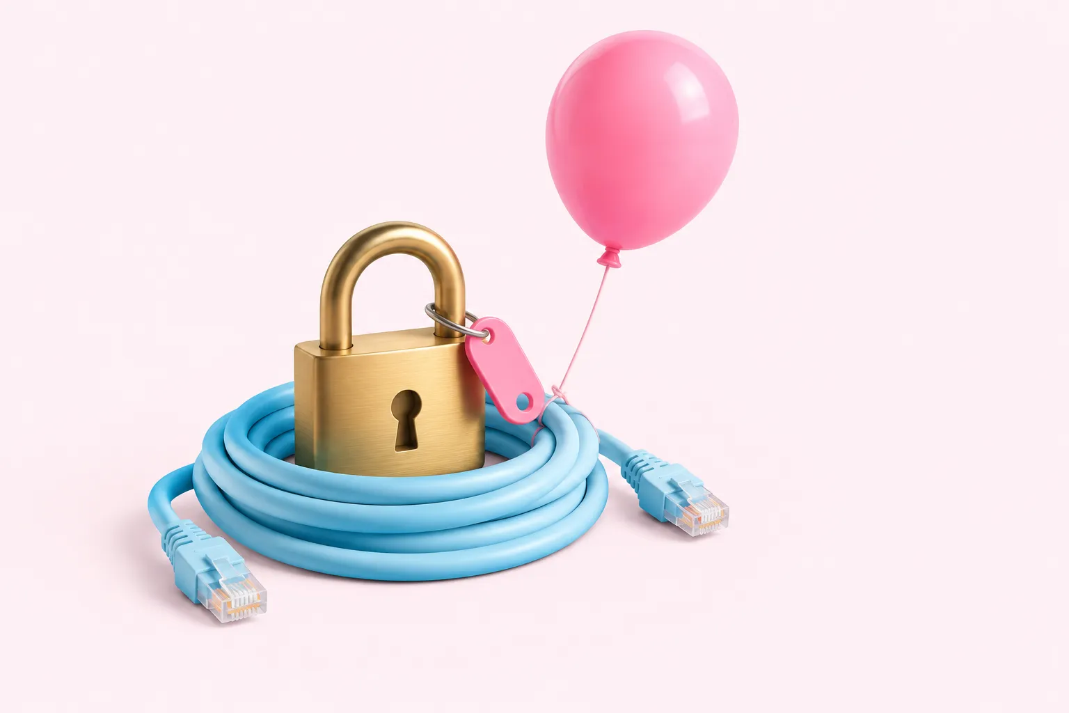 Padlock and network cable representing n8n security on a shared self-hosted instance