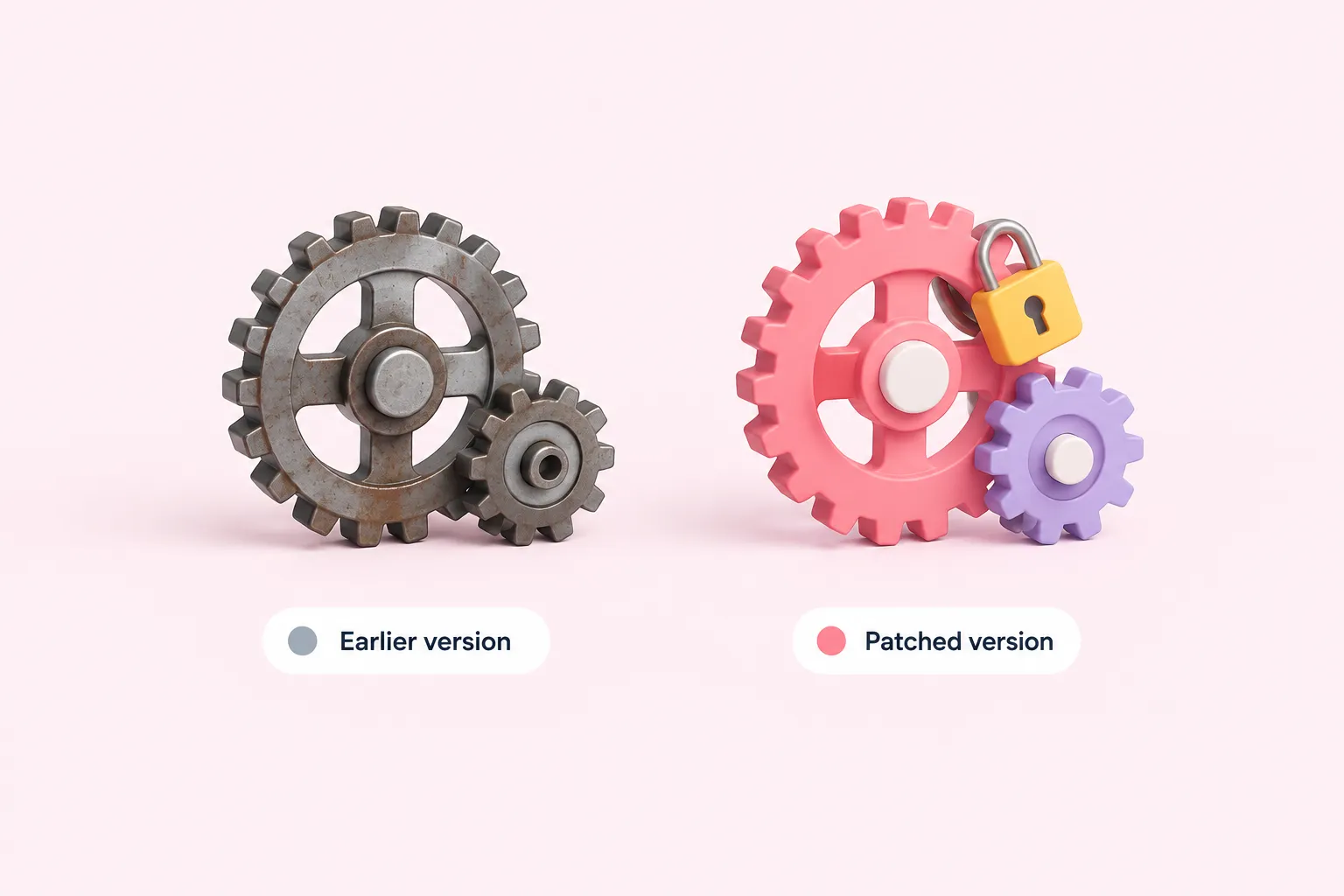 Two gears on a workbench represent the older and newer versions of the n8n Webflow Trigger node.