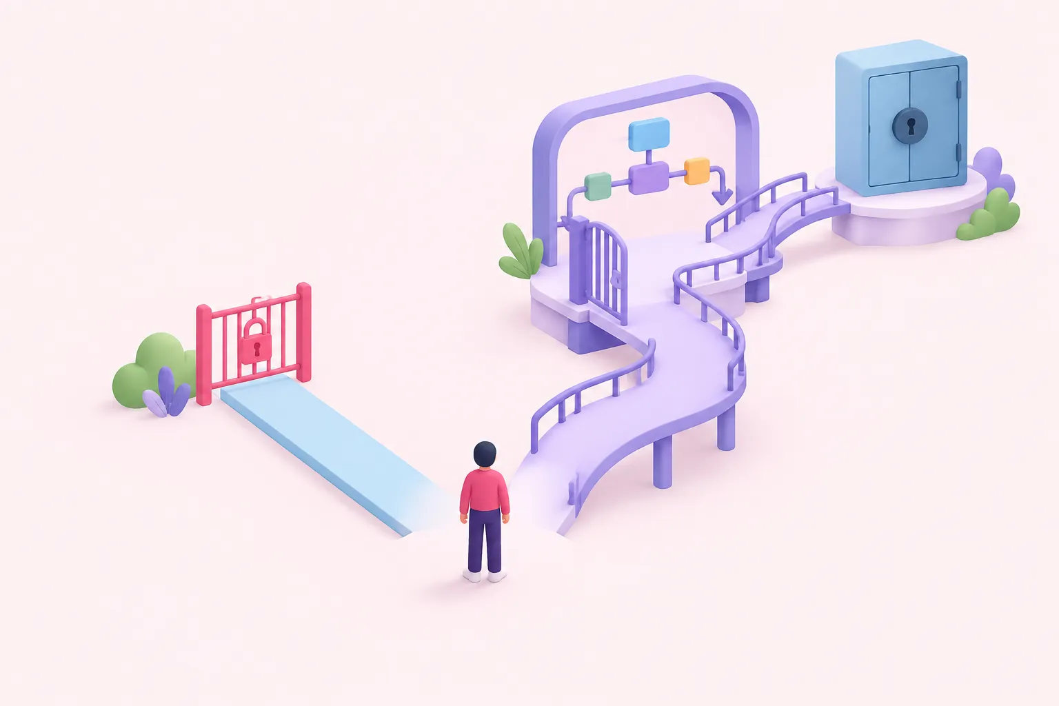 Two routes reach a credential cabinet, showing direct sharing and workflow-derived credential use in n8n.