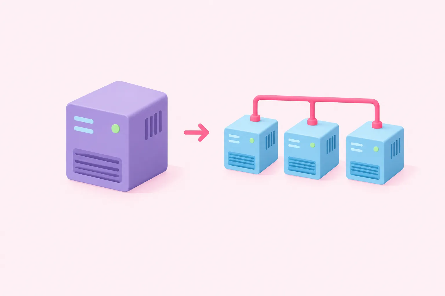 A single growing server box beside a cluster of worker boxes showing two ways to scale n8n.