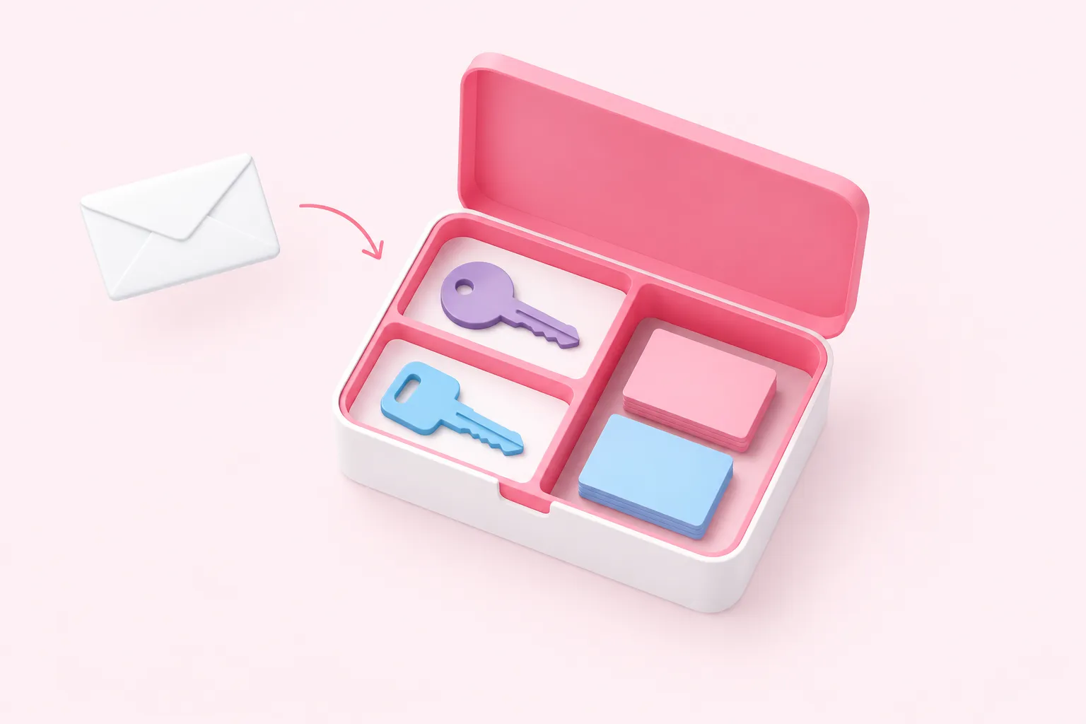 Two distinct keys and separate storage compartments represent Postgres Chat Memory session inputs.