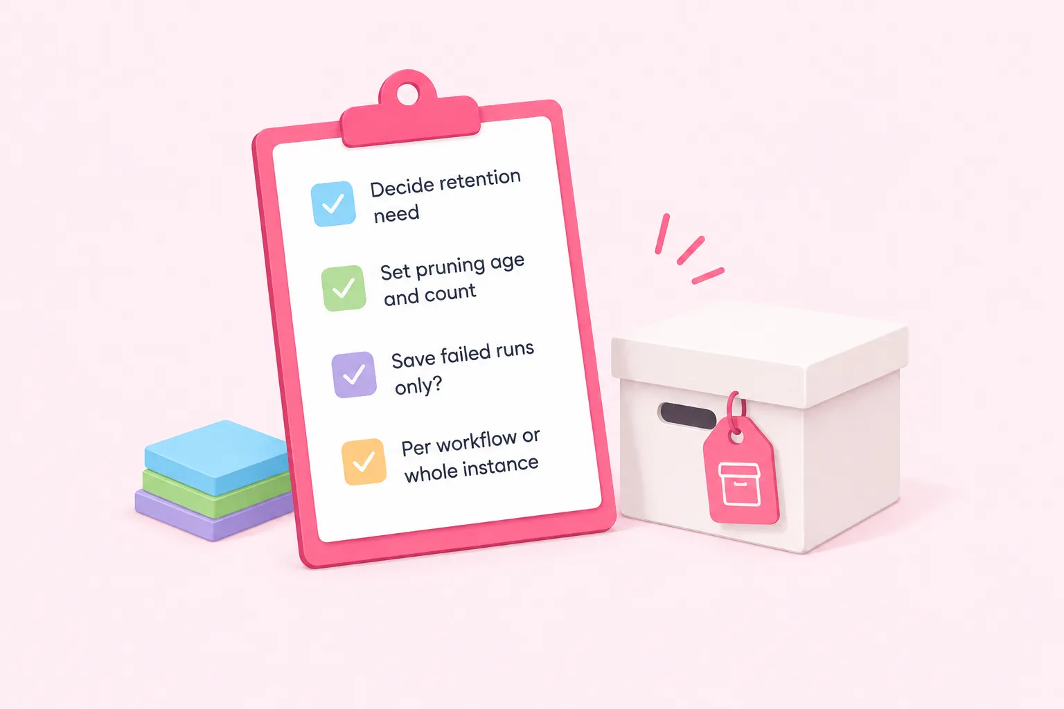 Checklist sugerida para configurar la conservación de ejecuciones en n8n antes de dejar de usar el Zap history