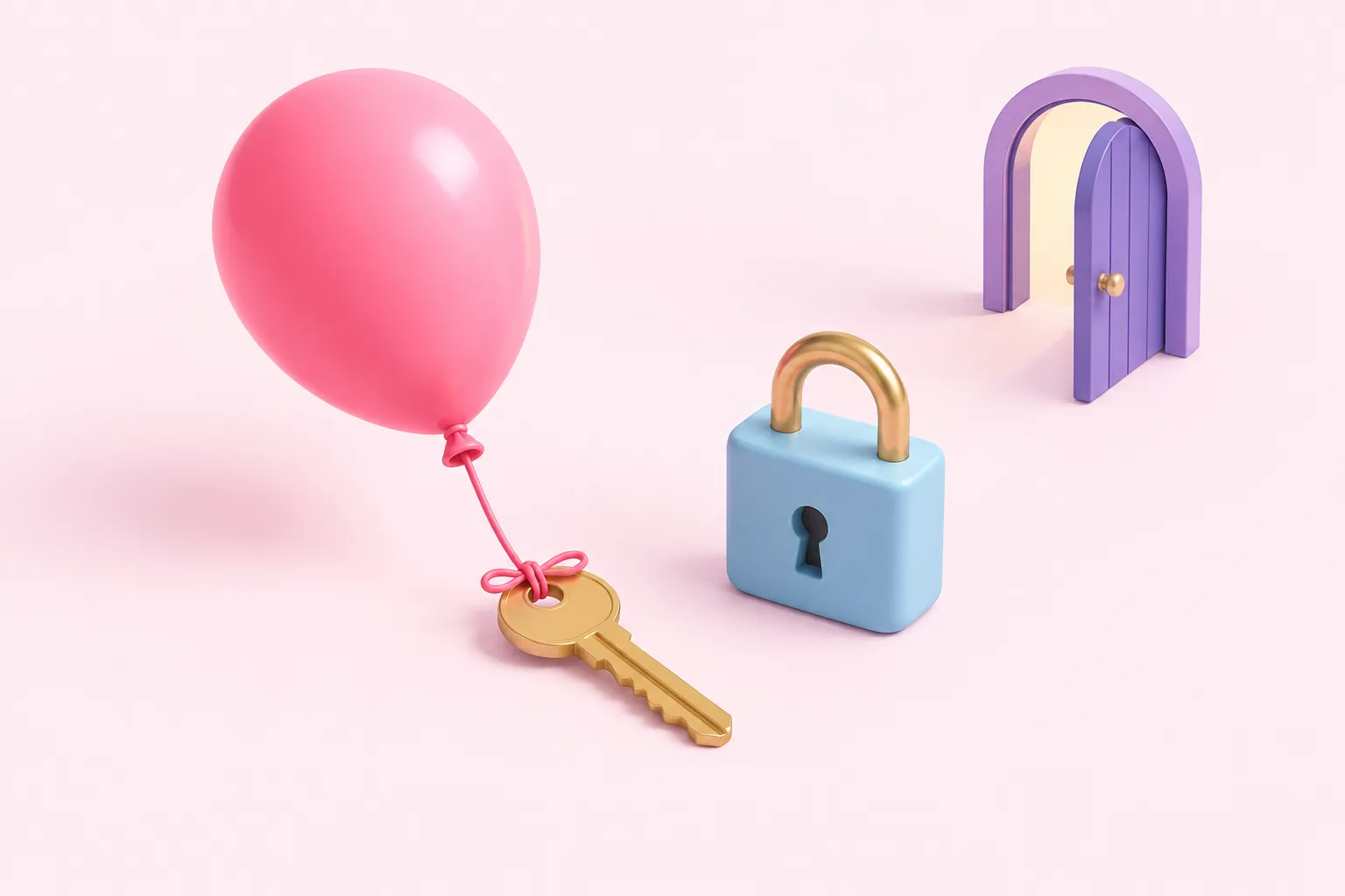 Una llave y un candado junto a una puerta, que representan la autenticación de webhooks en n8n