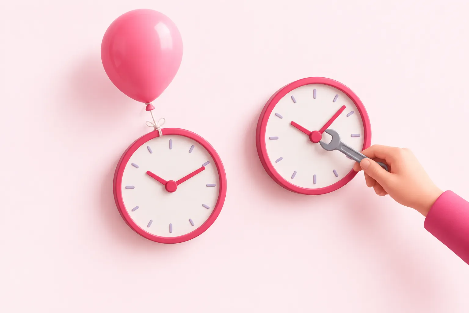 Dos relojes con una hora de diferencia siendo ajustados, como corrección de un Schedule Trigger de n8n a la hora equivocada