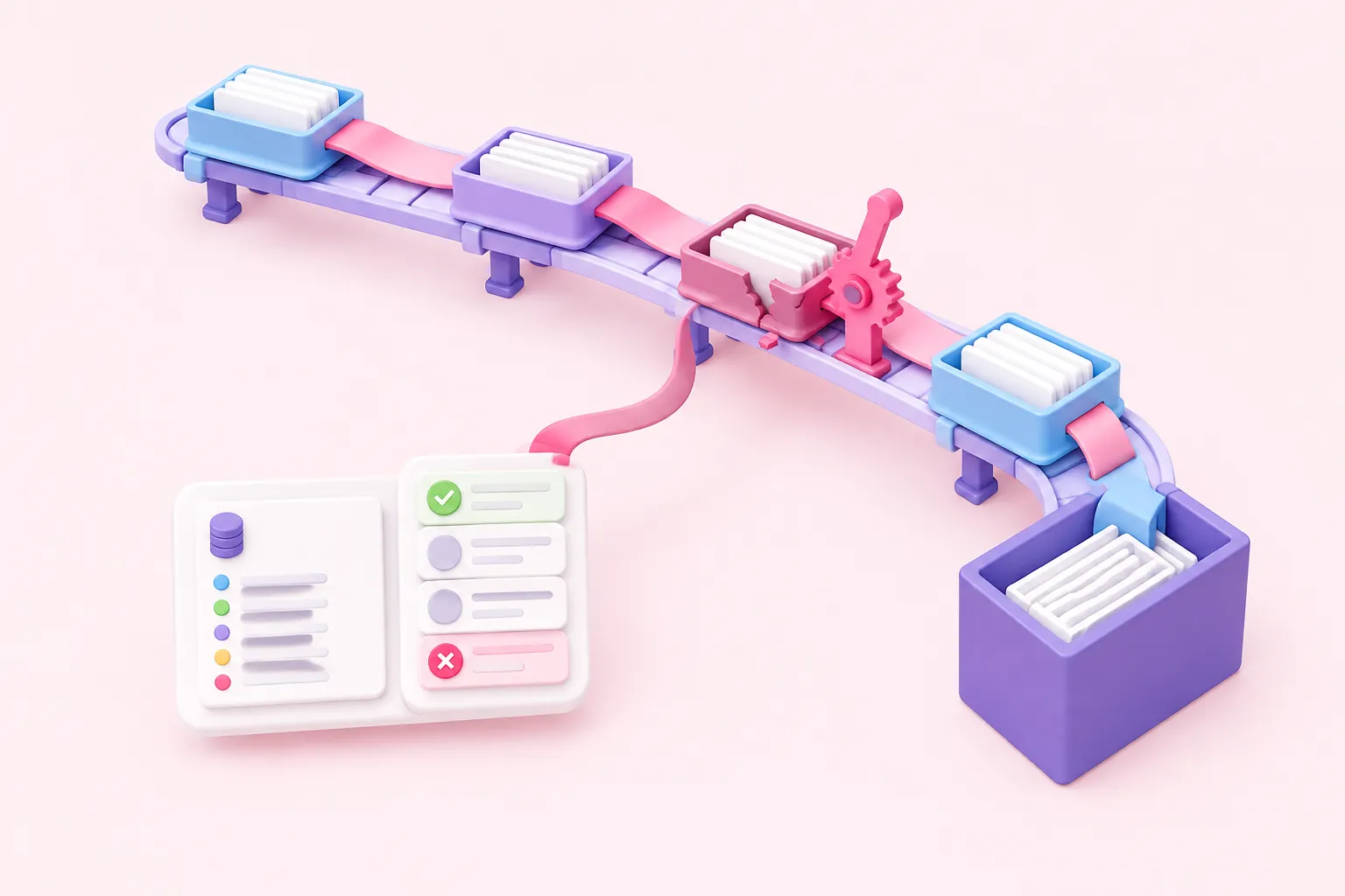 Лотки сторінок GraphQL рухаються вздовж стрічок курсорів, а храповий фіксатор зберігає виявлений збій.